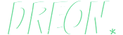 Logo Dreon, le texte est écrit en blanc avec un relief vert fluo, une astérisque vert fluo apparait dans le coin inférieur droit.